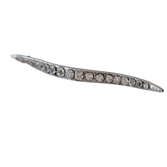 Silver Tone Clear Rhinestone Art Deco Arched Bar Pin, M613 - Picture 8 of 8